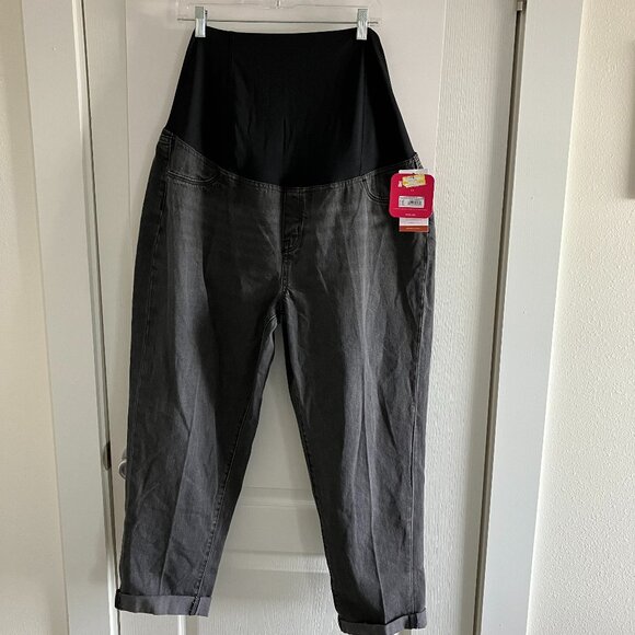 Isabel Maternity Womens Jeans Boyfriend Black Stretch Waist  Power Stretch Sz 14 - Picture 1 of 14